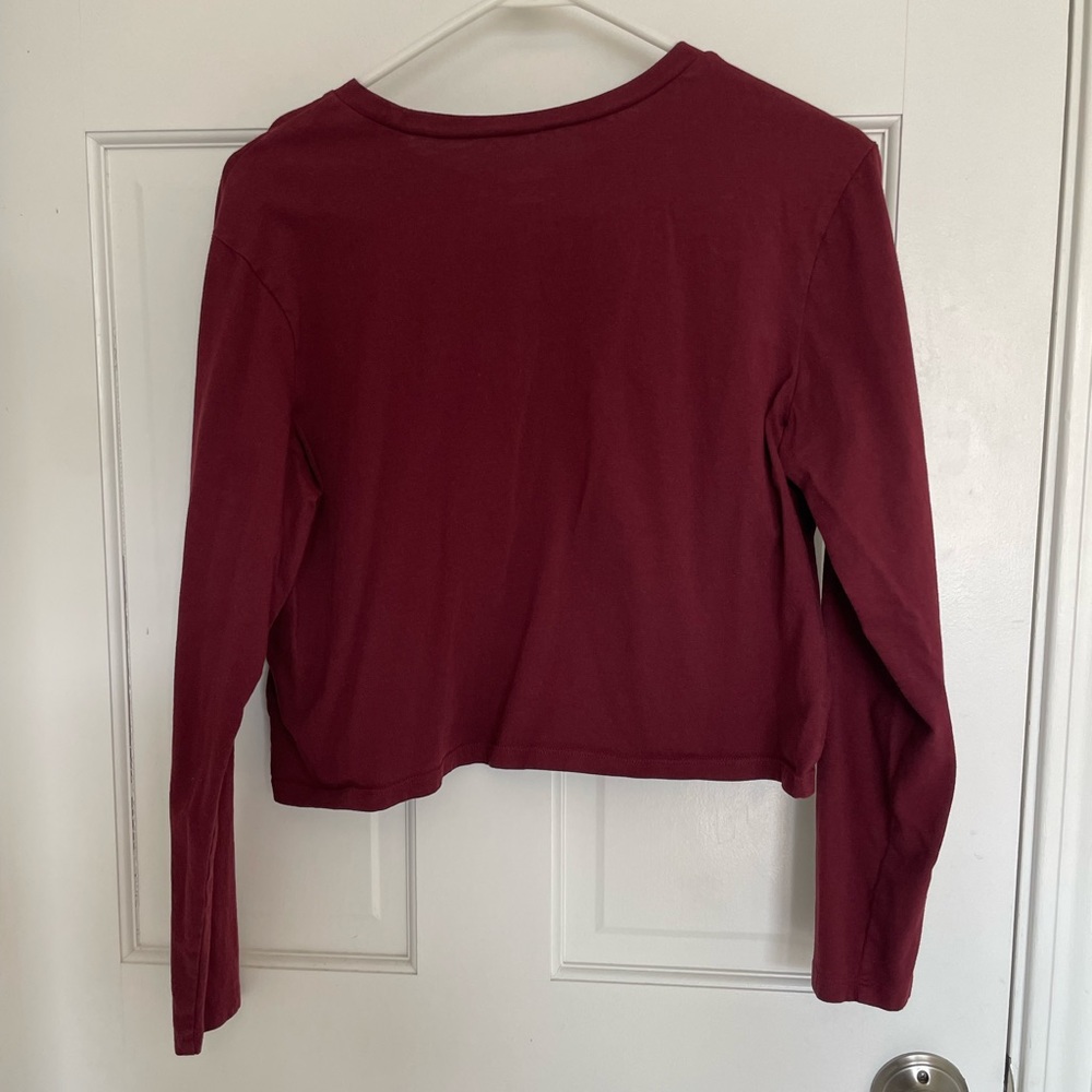 Maroon Long Sleeve Cropped Top